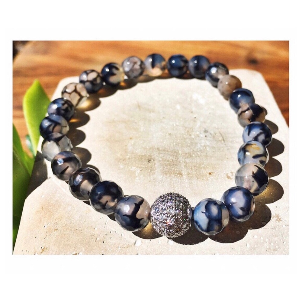 ✨Agate Silver Crystal Bracelet